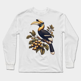 The Great Hornbill on Fig Tree, Vintage Long Sleeve T-Shirt